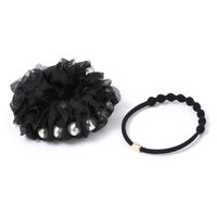 パールチュールヘアゴム3点セット ブラック LAKOLE/ラコレ