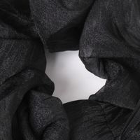 リボン付きシフォンシュシュ ブラック LAKOLE/ラコレ