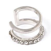 ビジューダブルイヤーカフ2 シルバー LAKOLE/ラコレ