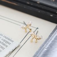 プチリボンモチーフピアス ゴールド LAKOLE/ラコレ