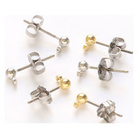 日本紐釦貿易 日本紐釦貿易(Nippon Chuko) カン付チタンピアス 全長14mm 5組入 シルバー A24-72S 1セット(3袋)（直送品）