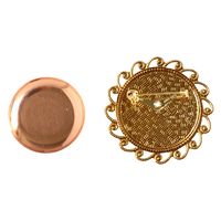 日本紐釦貿易(Nippon Chuko)NBK 銅板付き アンティークデザイン ブローチ台 丸型 〈小〉 φ45mm 1個入 ゴールド KK（直送品）