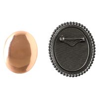 日本紐釦貿易(Nippon Chuko)NBK 銅板付き アンティークデザイン ブローチ台 だ円 〈大〉 W50×H55mm 1個入 アンテ（直送品）