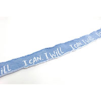 日本紐釦貿易(Nippon Chuko) デニム調フレイドロゴテープ サイドフリンジ 巾約36mm 1.5mカット ライトブルー KLT10（直送品）