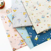 日本紐釦貿易(Nippon Chuko) 人魚姫 リストストーリーシリーズ プリント生地 シーチング ネイビー 巾約108cm×1mカット（直送品）