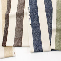 日本紐釦貿易(Nippon Chuko) キャンバス生地 CRAFT VILLAGE ボーダー ブラウン 巾約110cm×3mカット IBK（直送品）