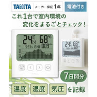 タニタ 温湿度計 時計 カレンダー 温度 湿度 デジタル グラフ付 アイボリー TT-593-IV 1個