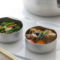 下村企販 保存容器 300ml ステンレスふた付保存容器 丸型 2個入 409202 1個（直送品）