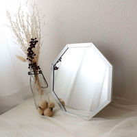 パラデック スタンド&ウォールミラー 八角形ミラー Sサイズ 20×20cm オクタム シルバー 450688 1個（直送品）