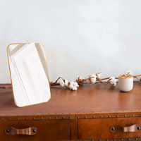 パラデック スタンド&ウォールミラー 真鍮ミラー 18×27.5cm 角丸 オディエ 450694 1個（直送品）