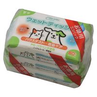 クリーンワン 犬猫用 ウェットティッシュ 花粉ガード ノンアルコール 無香 国産 80枚入×3個パック 12個 シーズイシハラ