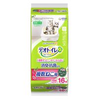 デオトイレ 複数ねこ用 ふんわり香る 消臭・抗菌シート ボタニカルの香り 大容量 16枚 6袋 猫砂 ユニ・チャーム