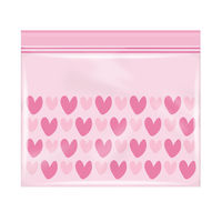 プラスプラス カラーデザインジッパーバッグ M 23×17cm ピンク 冷凍・レンジ解凍可 1箱（30枚入）オルディ