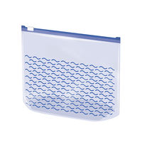 プラスプラス カラーデザインスライダーバッグ ML マチ付 25×24×8cm ブルー 冷凍・レンジ解凍可 1箱（12枚入）オルディ