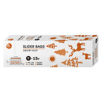 プラスプラス デザインスライダーバッグ M マチ付 23×14×6cm 北欧柄 冷凍・レンジ解凍可 1セット（1箱（15枚入）×5）オルディ