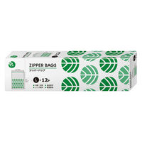 プラスプラス デザインジッパーバッグ L 26×35cm 葉っぱ柄 保存袋 冷凍・レンジ解凍可 1セット（1箱（12枚入）×5）オルディ