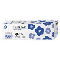 プラスプラス デザインジッパーバッグ M 23×17cm 花柄 保存袋 冷凍・レンジ解凍可 1セット（1箱（25枚入）×5）オルディ