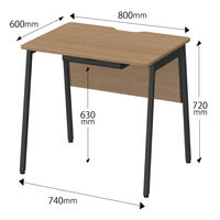 アスクル マルチワークデスク 幅800×奥行600×高さ720mm ダークウッド/ブラック 引出付 1台(2梱包) オリジナル
