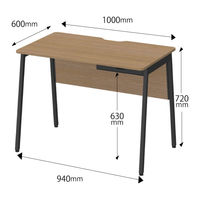 アスクル マルチワークデスク 幅1000×奥行600×高さ720mm ダークウッド/ブラック 引出付 1台(2梱包) オリジナル