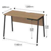 アスクル マルチワークデスク 幅1200×奥行600×高さ720mm ダークウッド/ブラック 引出付 1台(2梱包) オリジナル