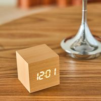 デジタルクロックWOOD（スクエア） ナチュラル LAKOLE/ラコレ