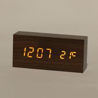 デジタルクロックWOOD（レクタングル） ブラウン LAKOLE/ラコレ