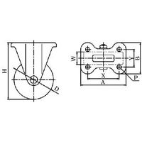 ユーエイ プレート式 固定 キャスター 導電ゴム 車輪径100mm Jタイプ K型 取付寸法80×45 WEK-100 1個（直送品）