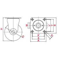 プレート式 固定 キャスター ゴム 車輪径100mm Jタイプ SK/D型 取付寸法71×71(68×68) SK/D-100W 1個（直送品）