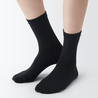 【レディース】無印良品 婦人 足なり直角 履き口やわらか 靴下 口ゴムなし 三層 ２１～２３ｃｍ 黒 良品計画