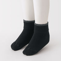 無印良品 キッズ 足なり直角 ショート丈靴下（柄・３足組） キッズ１９～２３ｃｍ 配色（黒） 良品計画