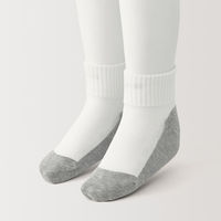 無印良品 キッズ 足なり直角 ショート丈靴下（３足組） キッズ１９～２３ｃｍ オフ白（グレー底） 良品計画