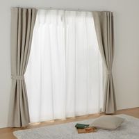 無印良品 花粉をキャッチし熱を通しにくいレースノンプリーツカーテン 幅１００×丈１７６ｃｍ用 オフ白 良品計画