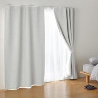 無印良品 防炎 遮光性 二重織りノンプリーツカーテン 幅１００×丈１７８ｃｍ用 ライトグレー 良品計画