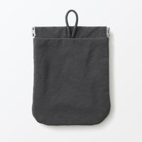 無印良品 リンクルナイロン 片手で開くフラットポーチ ダークグレー Ｓ 約１２．５×１０．３ｃｍ 良品計画