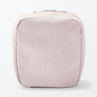 無印良品 リンクルナイロン 大きく開くスクエアポーチ ピンク 約１４×１６×６ｃｍ 良品計画