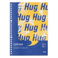 【アウトレット】【Goエシカル】訳あり プラス ノート型ルーズリーフ COE365 セミB5 ドット入罫線 50枚 黄×紺 1セット（5冊）