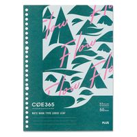 【アウトレット】【Goエシカル】訳あり プラス ノート型ルーズリーフ COE365 セミB5 ドット入罫線 50枚 緑×ピンク 1セット（5冊）