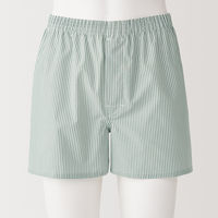 【メンズ】無印良品 紳士 綿ブロード 前開き トランクス 紳士Ｌ グリーンストライプ 良品計画