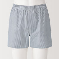 【メンズ】無印良品 紳士 綿ブロード 前開き トランクス 紳士Ｌ ダークネイビーストライプ 良品計画