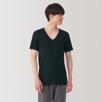 【メンズ】無印良品 紳士 さらっと綿 Ｖネック半袖Ｔシャツ 紳士Ｍ 黒 良品計画