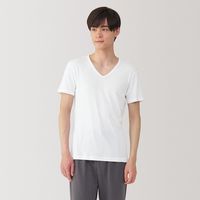 【メンズ】無印良品 紳士 さらっと綿 Ｖネック半袖Ｔシャツ 紳士Ｌ 白 良品計画