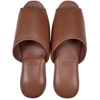 オクムラ 抗菌スリッパ アニリンレザー 前開き 前あき Mサイズ ブラウン 1足