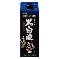 薩摩酒造 黒白波 25度 900ml パック 1セット(1本×6) 芋焼酎