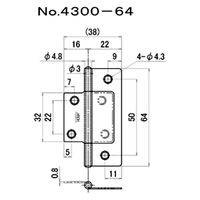 ニシムラ No.4300 ステンフラッシュ蝶番 64mm サテンゴールド [20枚入] No.4300-64-SG 1セット(20枚入)（直送品）