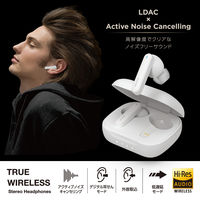 ワイヤレスイヤホン Bluetooth 無線 ノイズキャンセリング LDAC対応 ホワイト LBT-TWS18WH エレコム 1個（直送品）