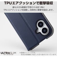 らくらくスマートフォン F-53E ケース レザー 手帳型 超軽量 ネイビー PM-F244PLFUNV エレコム 1個（直送品）