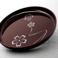 中西工芸 花ゆらり 溜塗丸盆(尺丸) 2205018 1個（直送品）