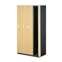 スマイル 木目調スチールロッカー 4連4人用 シリンダー錠 ライトブラウン/ブラック 幅900×奥行515×高さ1790mm 1台（取寄品）