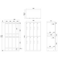 スマイル 木目調スチールロッカー 4連2段8人用 シリンダー錠 ライトブラウン/ブラック 幅900×奥行515×高さ1790mm 1台（取寄品）