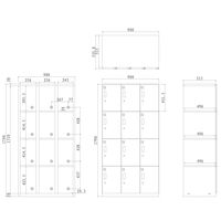 スマイル 木目調スチールロッカー 3連4段12人用 シリンダー錠 ダークブラウン/ブラック 幅900×奥行515×高さ1790mm 1台（取寄品）